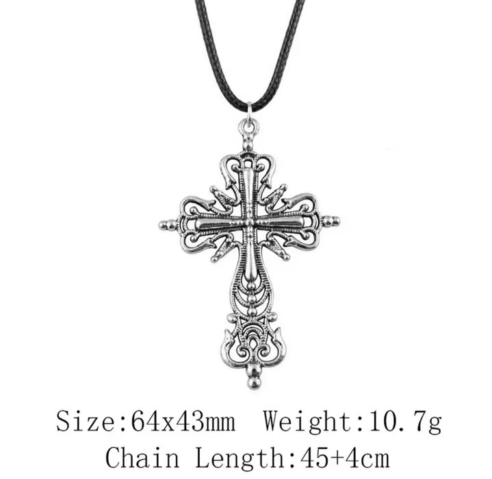 Naszyjnik krzyż na rzemyku duzy