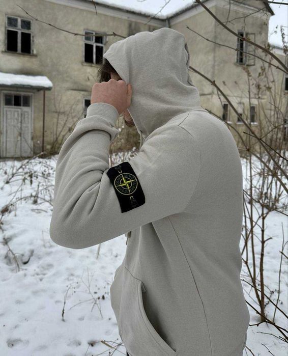 STONE ISLAND Олімпійка ЗІп Худі бежевий | Кофта з капюшоном Стоник