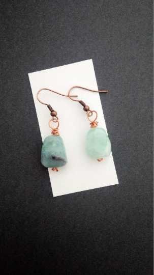 Brincos pedra aventurina verde grande