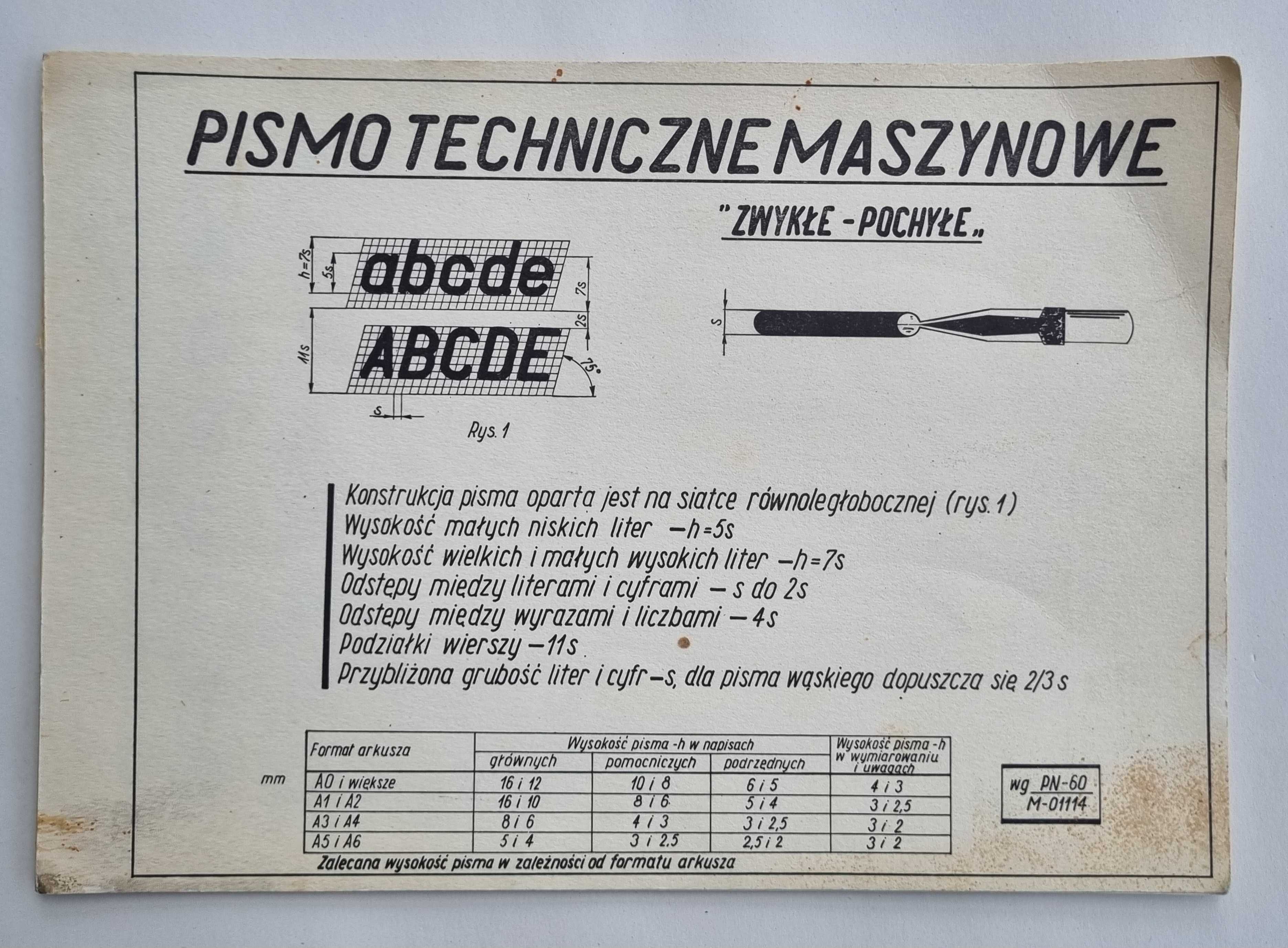 Pismo techniczne maszynowe zwykłe pochyłe arkusz do ćwiczeń