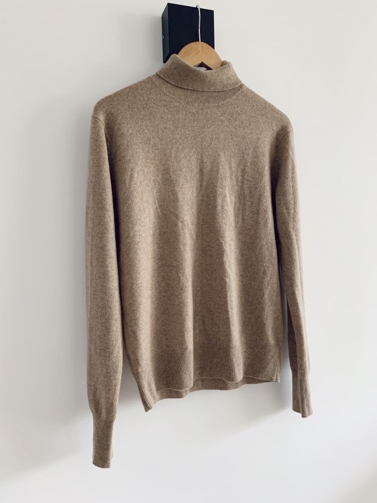 Sweter golf beżowy taupe basic asos white beige