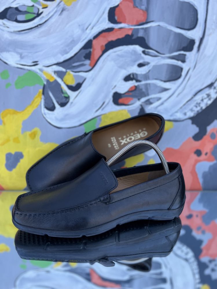 Geox туфли мокасины  оригинал 40 размер кожаные черные