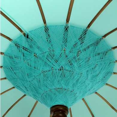 Parasol ogrodowy ORIENTAL turkus niebieski morski rama drewniana