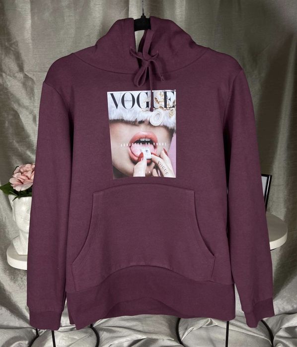 Bluza z kapturem hoodie bordowa Vogue