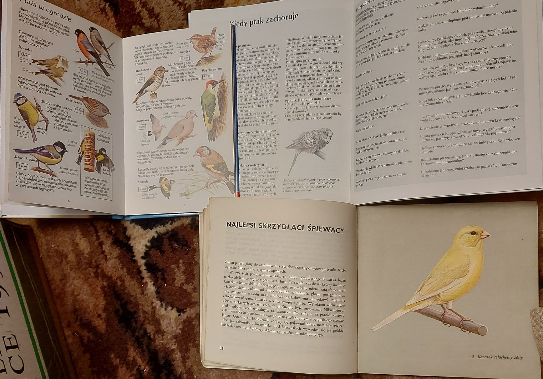 papugi kanarki ptaki trzy książki