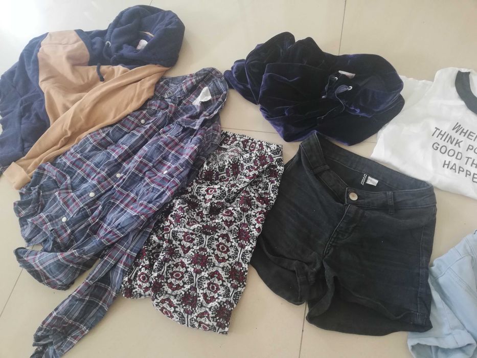 Zestaw ubrań dla nastolatki XS szorty koszula spodnie letnie H&M