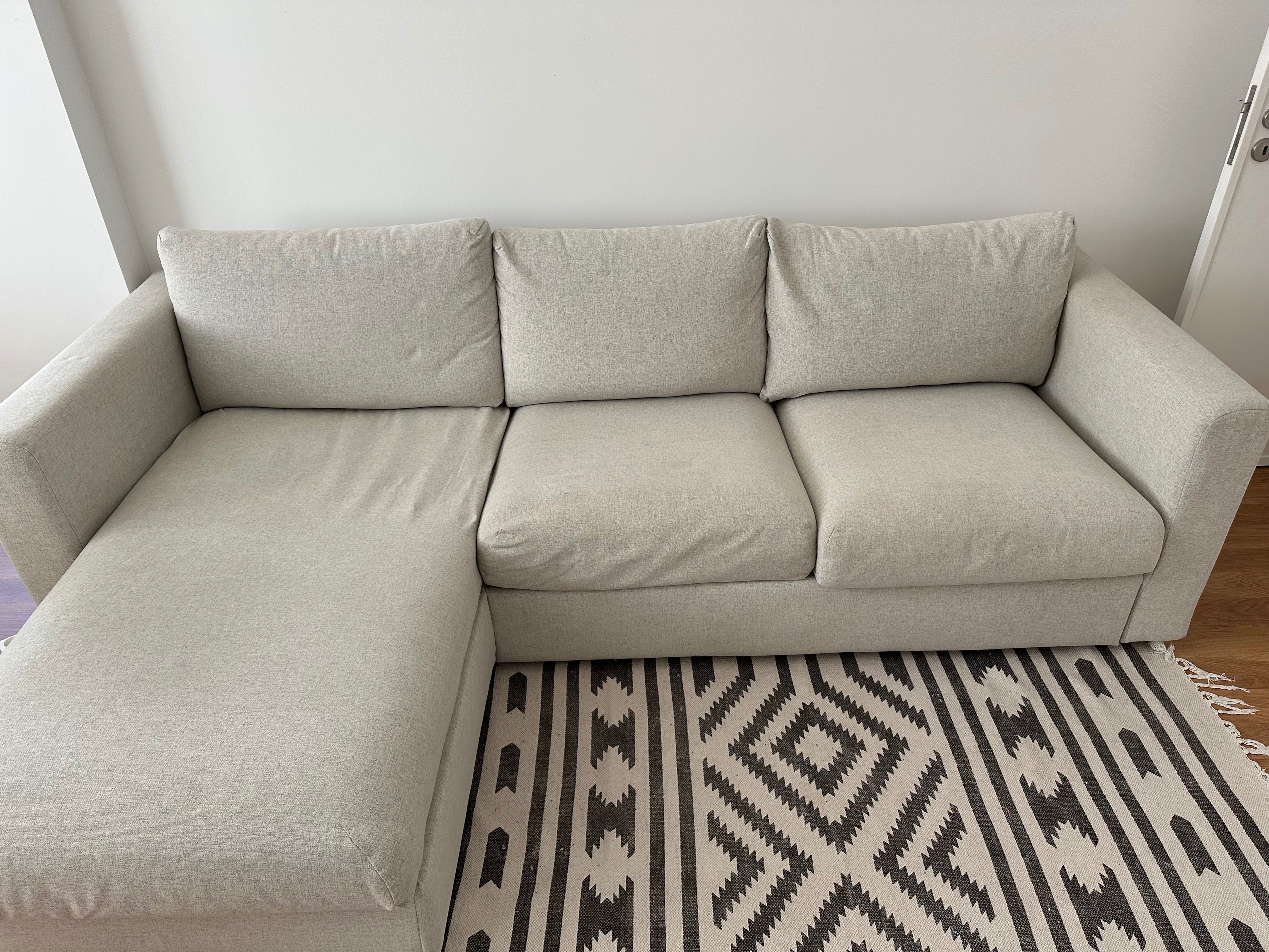 Sofá IKEA VIMLE 3 lugares com chaise longue/ Gunnad bege