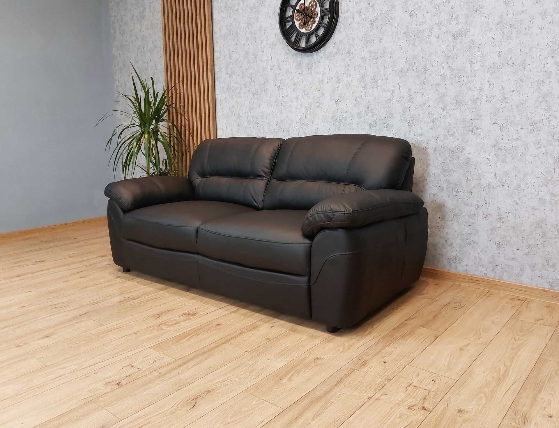 Bardzo komfortowa skórzana kanapa ze skóry sofa skóra naturalna czarna