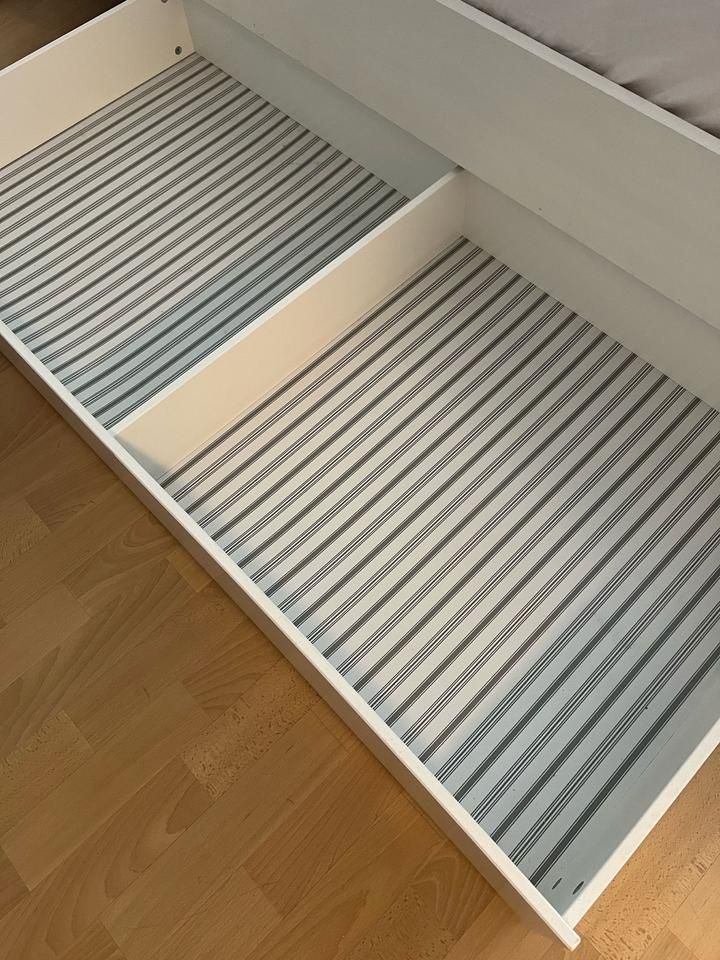 Łóżko ikea hemnes drewniane biała bejca 140x200 2 stelaże 2 szuflady