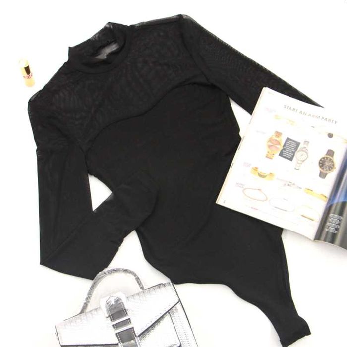 Body Damskie Wyszczuplające Długi Rękaw Siateczka S