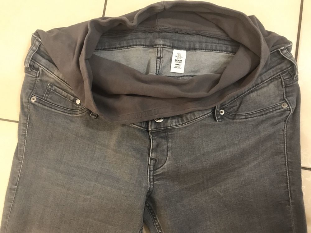 H&M spodnie ciążowe szare rurki jeans r. XL/XXL