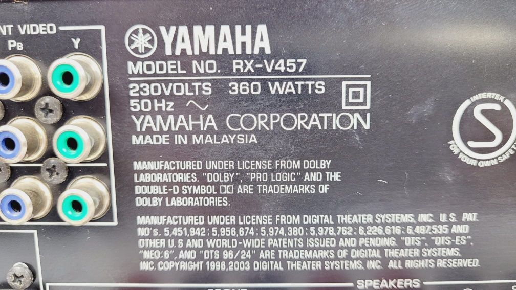 Amplituner Yamaha RX V 457 6.1 kino domowe wzmacniacz 6x85W 8ohm 6x115