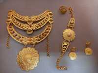 Conjunto Indiano de colar, pulseira, brincos e anel extensível