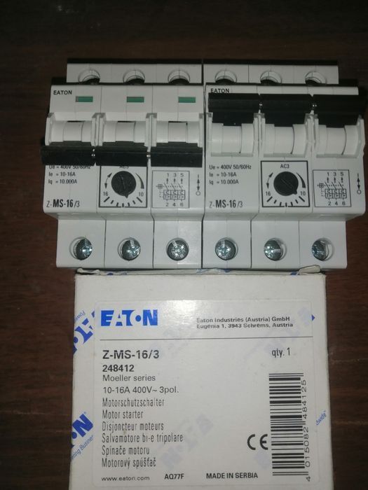 Автоматичний вимикач захисту двигуна Eaton Z-MS-16/3 3P 16A Eaton Moel