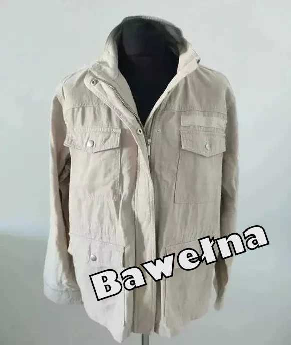 Damska beżowa, kremowa koszulowa kurtka przejściowa na wiosnę