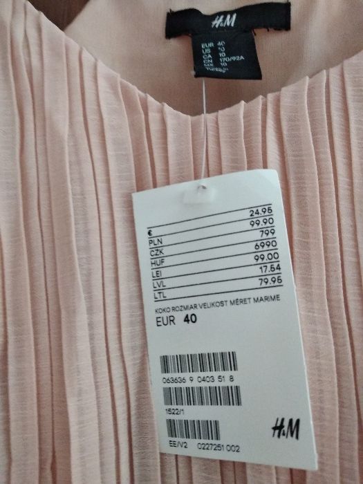 NOWA bluzka H&M na ramiączkach, pudrowy róż, rozmiar 40.