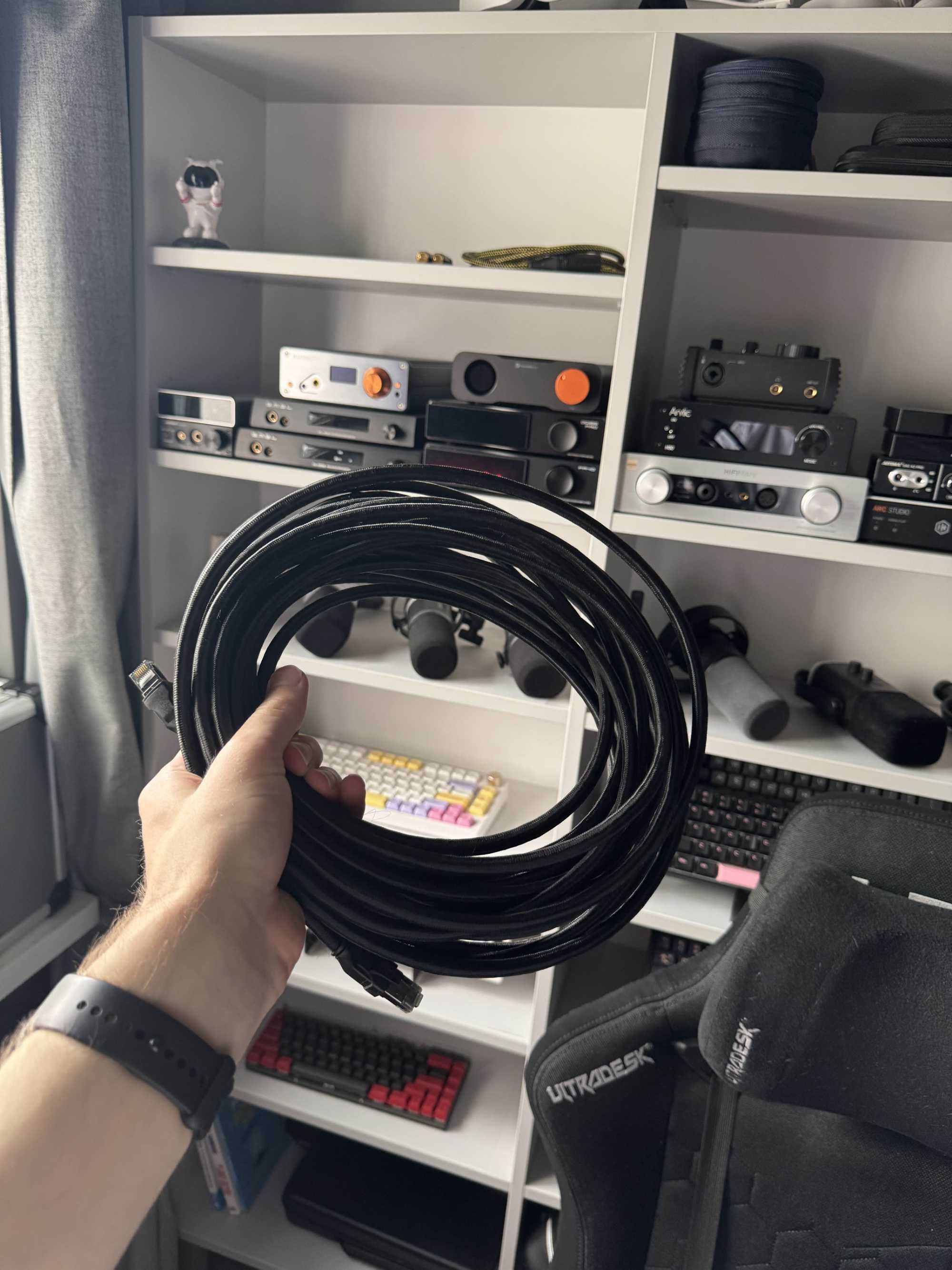 Kabel Ethernet CAT 7 czarny, oplot, długi, ekranowany i wytrzymały
