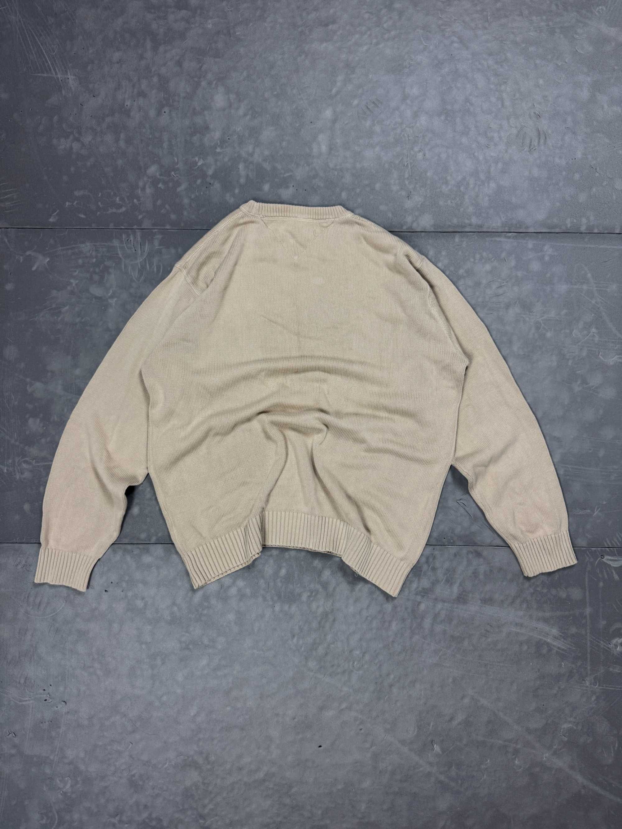 Tommy Hilfiger beżowy gruby sweter knit retro 90s (L/XL) streetwear