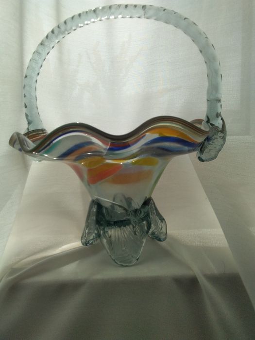 Koszyczek PRL-u szkło kolorowe