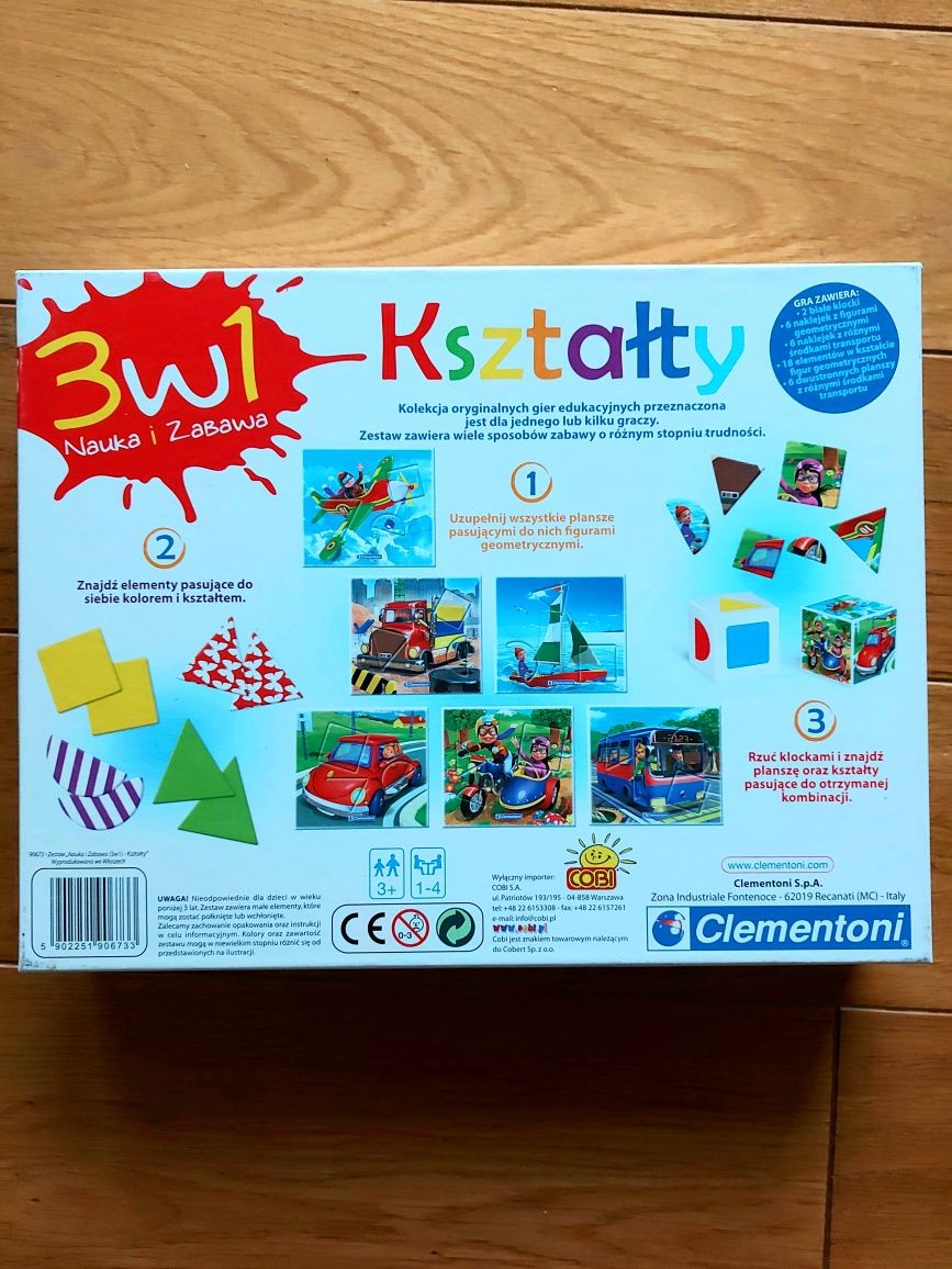 Jak NOWA Gra edukacyjna 3 w 1 - mini puzzle, klocki, kształty