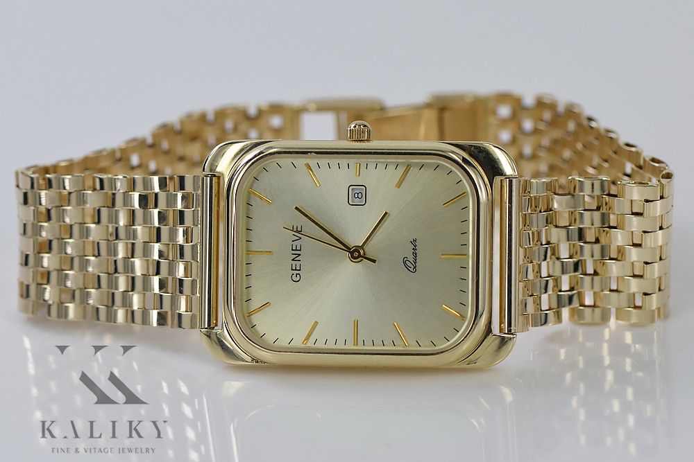 Złoty zegarek z bransoletą męski 14k 585 Geneve mw001y&mbw005y-P