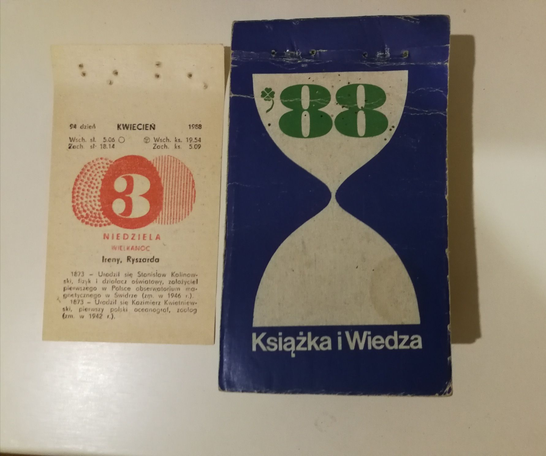 Kartka z kalendarza rok 1988