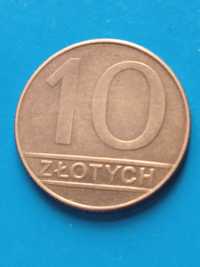Moneta 10 zł miedź z 89 roku .
