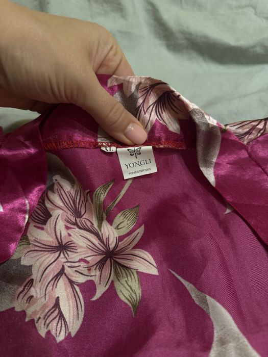 Комплект. Атласна нічна сорочка та халат (є пасок)