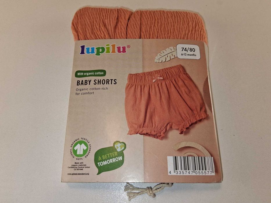 A166 Lupilu Baby Shorts Spodenki Niemowlęce Organiczna Bawełna 74/80