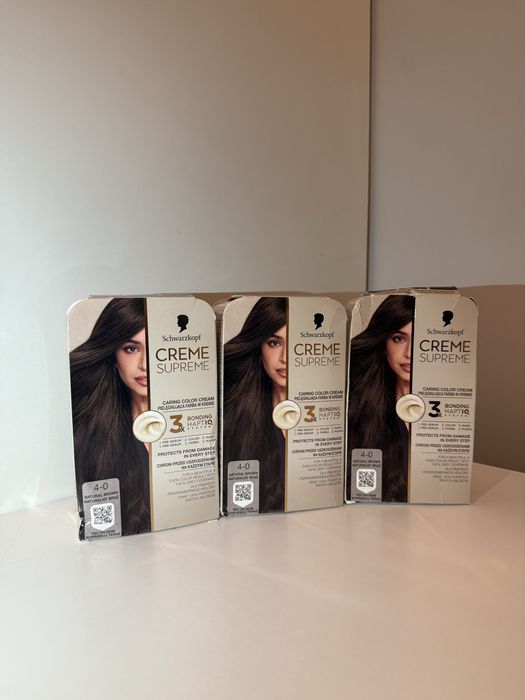 Farba do włosów x3 Creme Supreme Schwarzkopf 4-0 Naturalny Brąz