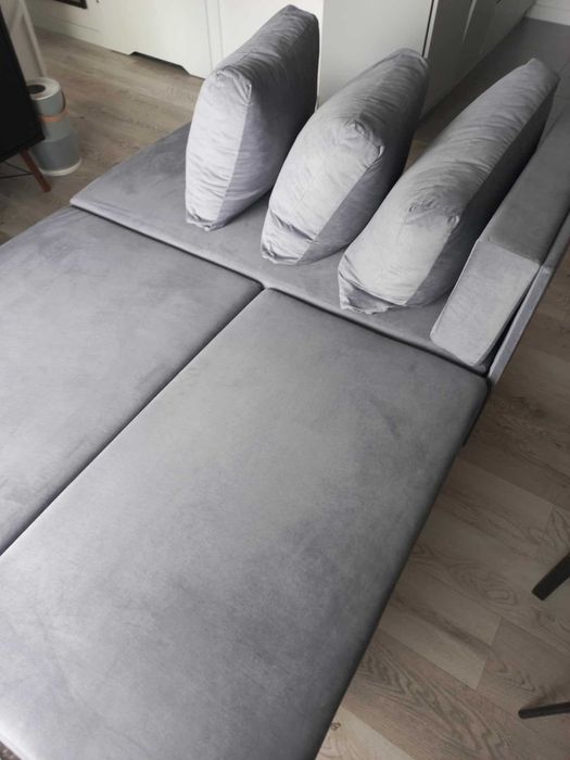 Narożnik z funkcją spania szary 180 x 140 cm