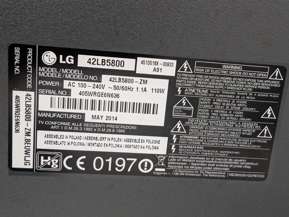 Tv Sony LG 42LB5800, 42''