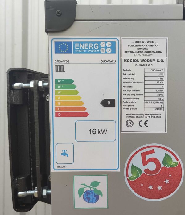 KOCIOŁ PIEC 16 kw drewno + węgiel, 4 kanały, DUŻY ZASYP, DOSTAWA 48H