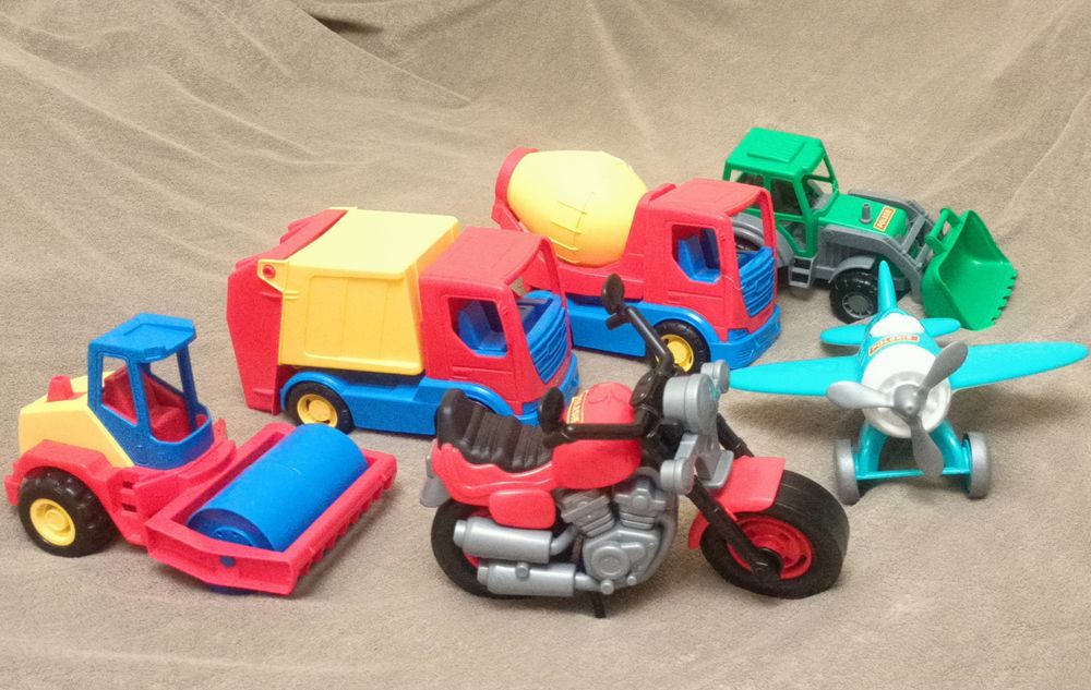 Машины, спецтехника, самолёт, мотоцикл