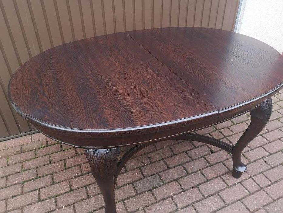 Stół Owalny Dębowy Duży Antyk Stary Rozkładany Po Renowacji.