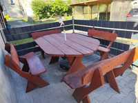 Zestaw ogrodowy drewniany stół i ławki
