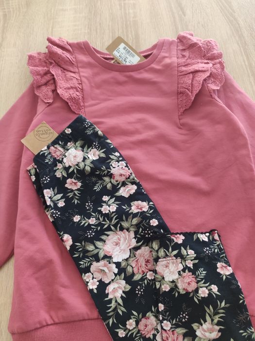 Bluza z falbanką ocieplana i legginsy Newbie nowe 104/110 rozmiar