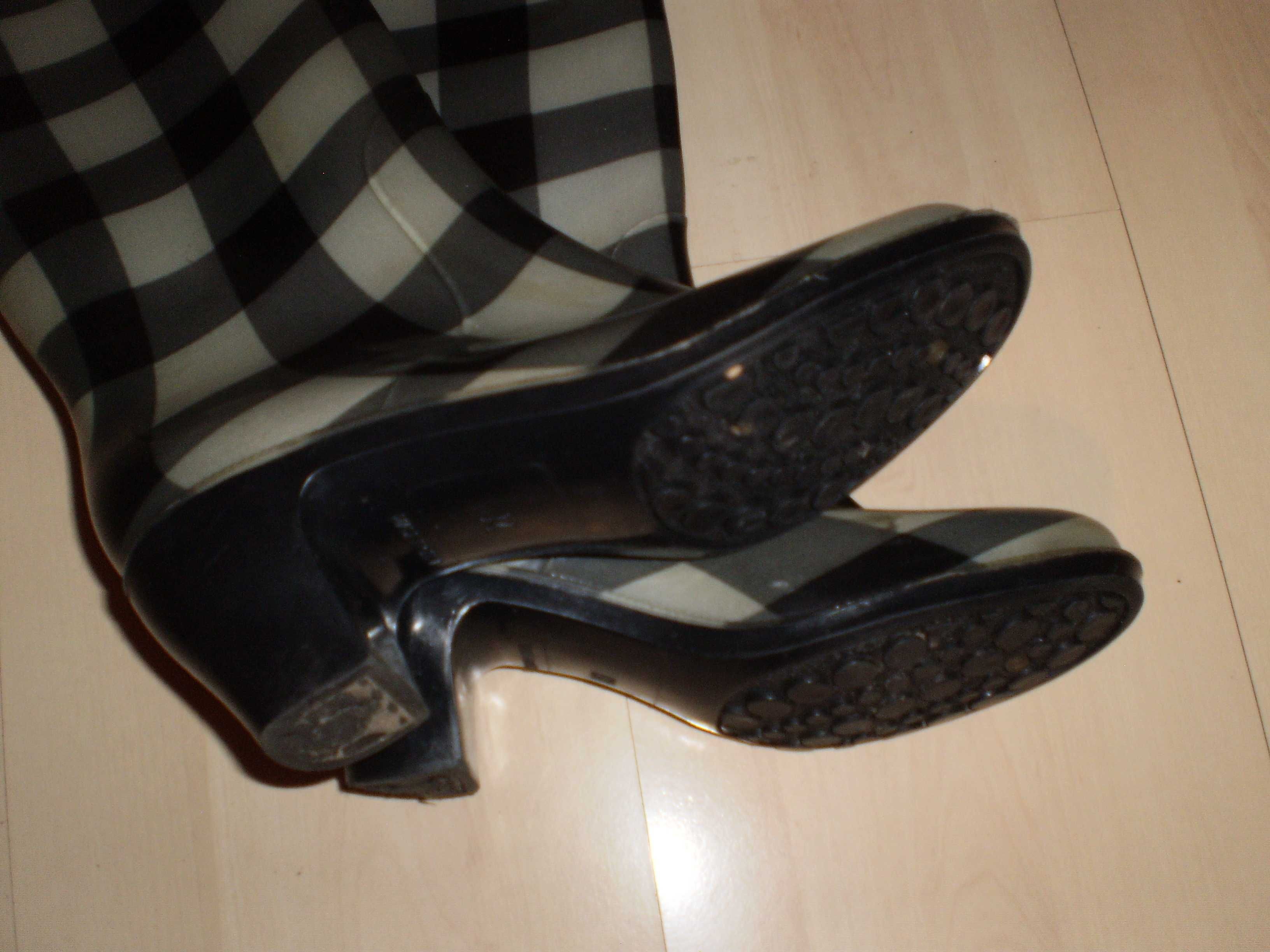 Buty gumowe gumowce kalosze w kratkę W BARDZO DOBRYM stanie