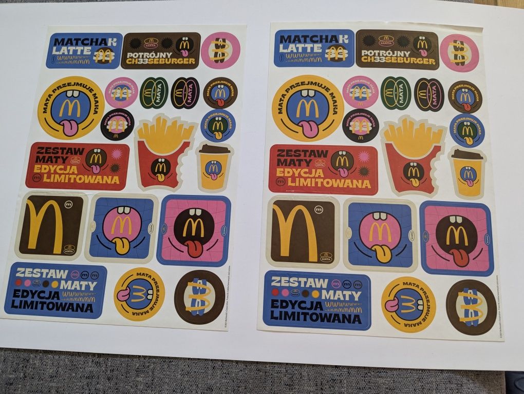 Dwa zestawy Maty naklejei McDonald's