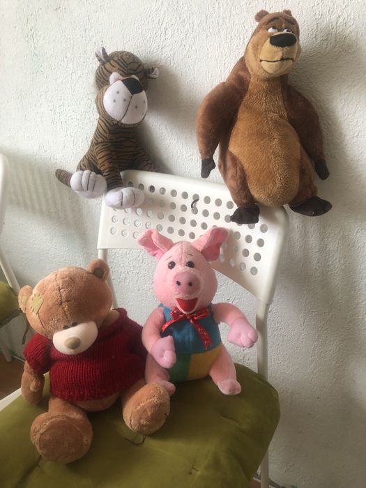 Мягкая игрушка медведь, обезьяна,  акула