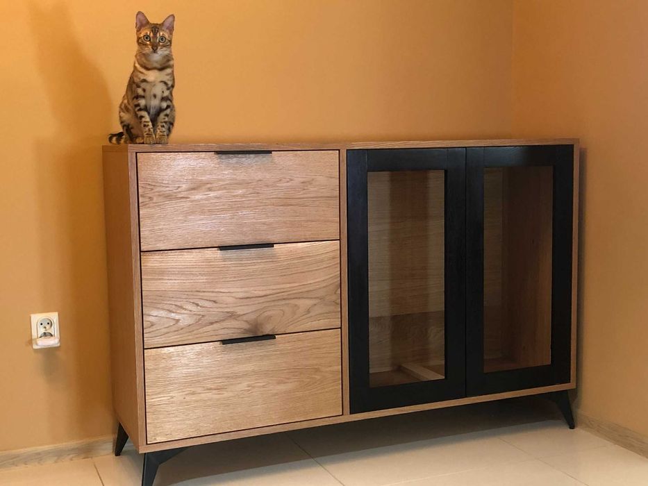 Komoda witryna dębowa olejowana loftowa naturalna handmade