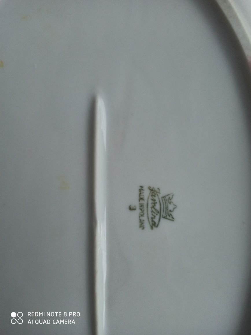 Duży, owalny talerz porcelanowy, Jarolina, PRL
