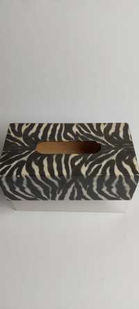 Drewniane pudełko na chusteczki - Zebra - chustecznik