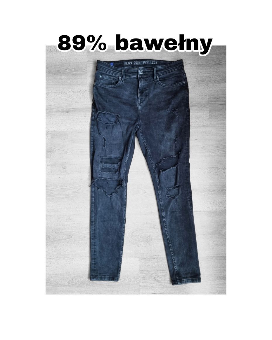 jeansy czarne spodnie męskie 89% bawełny