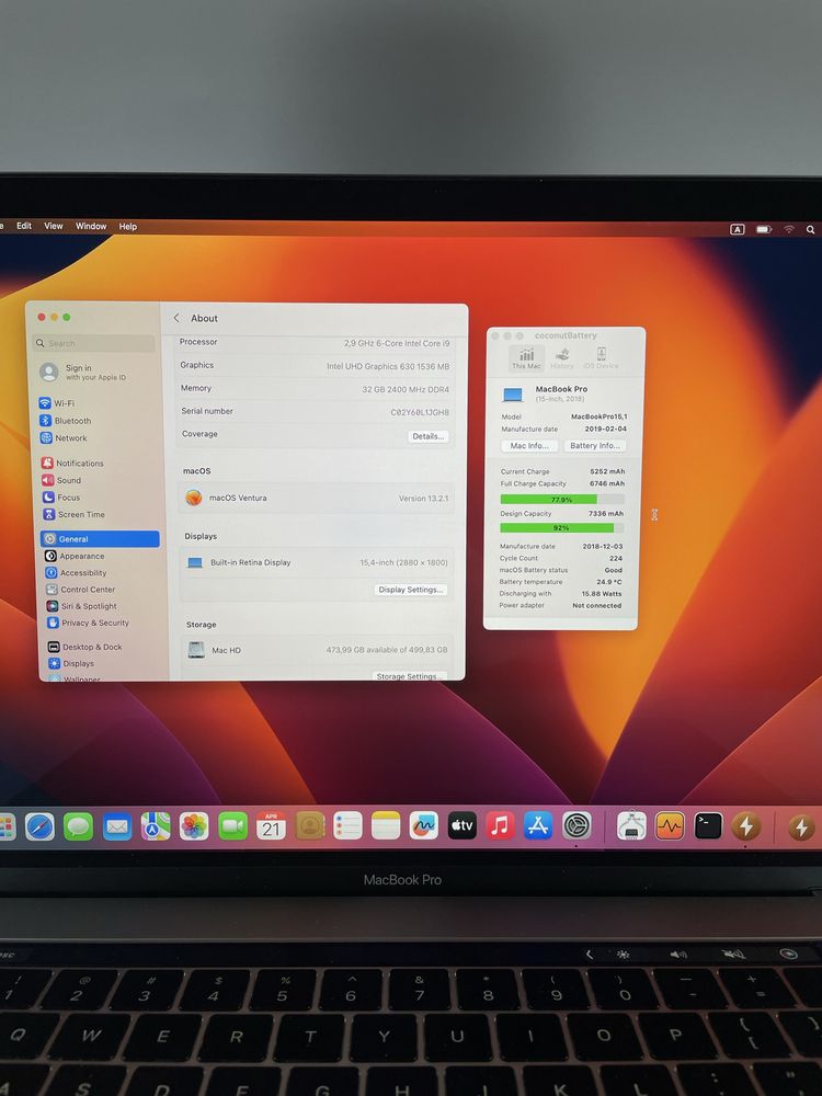 MacBook Pro 15, 2018р, 32/512gb, i9 2,9Ghz, Ідеальний стан!