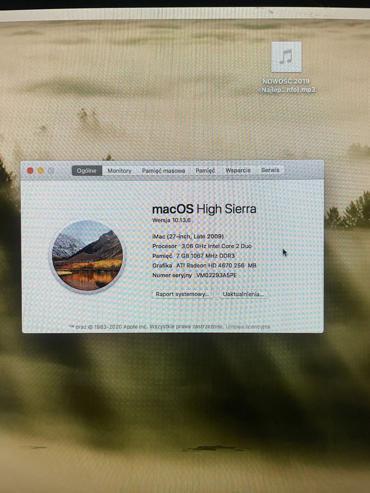 IMac 27 cali High sierra late 2009