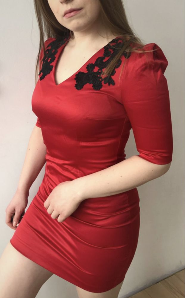 Czerwona obcisła sukienka orsay S 36