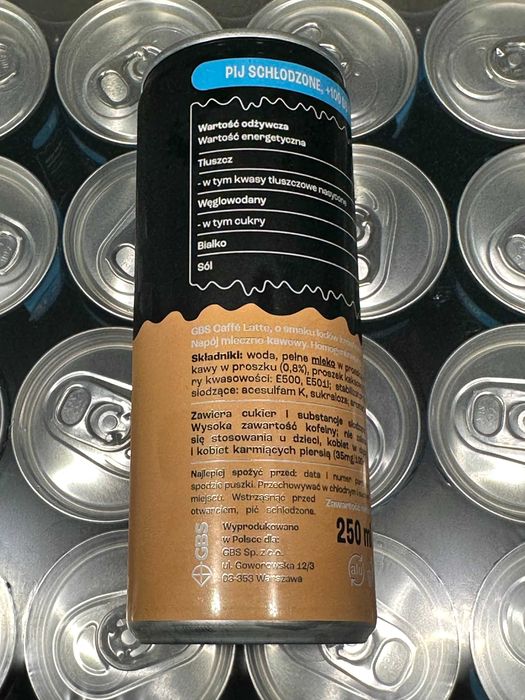GBS Caffé Latte o smaku Lodów Krówkowych 250 ml zestaw  20 puszek