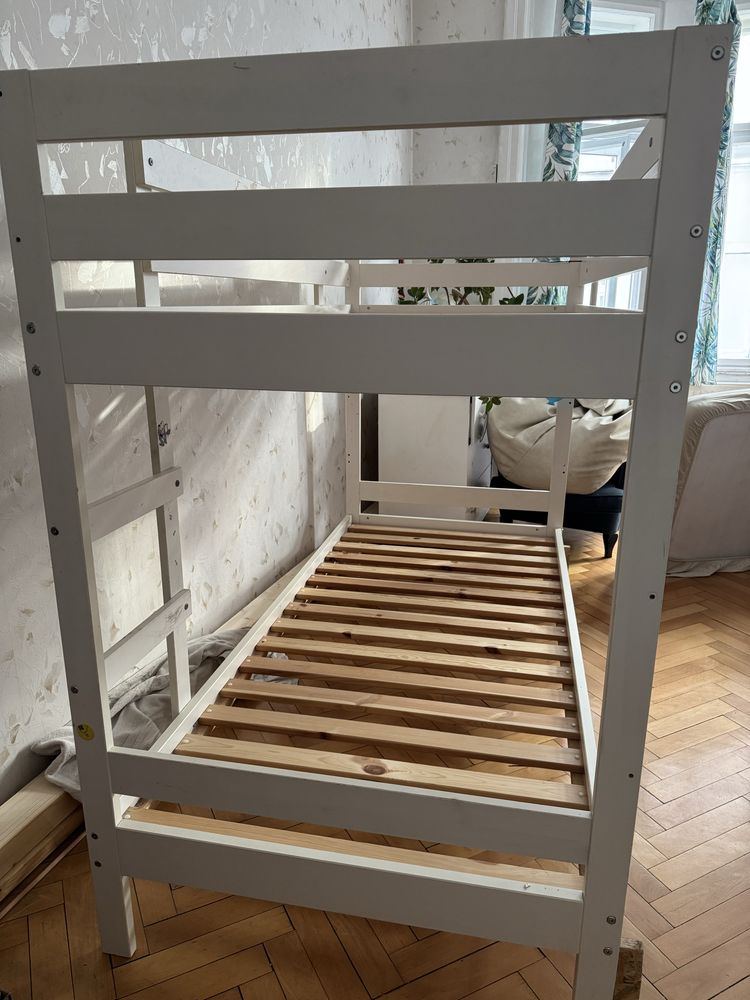 Lóżko pietrowe Mydal Ikea białe sosnowe