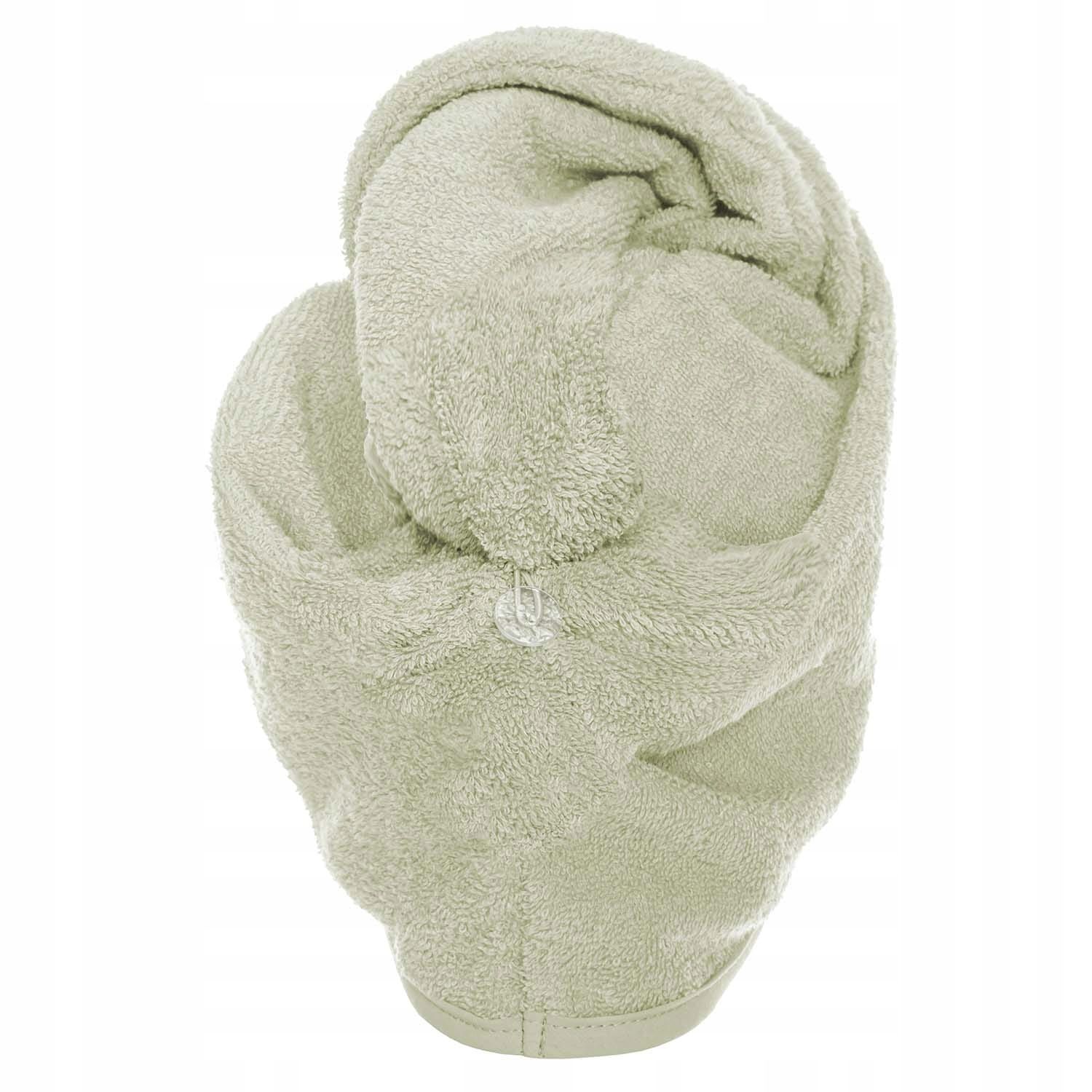 Turban do włosów Button oliwkowy kąpielowy ręcznik
